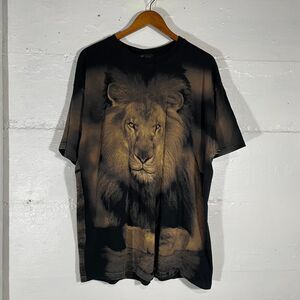 Vintage Radical Nature Lion T-Shirt All Over Print 90s Graphic Tee XXL